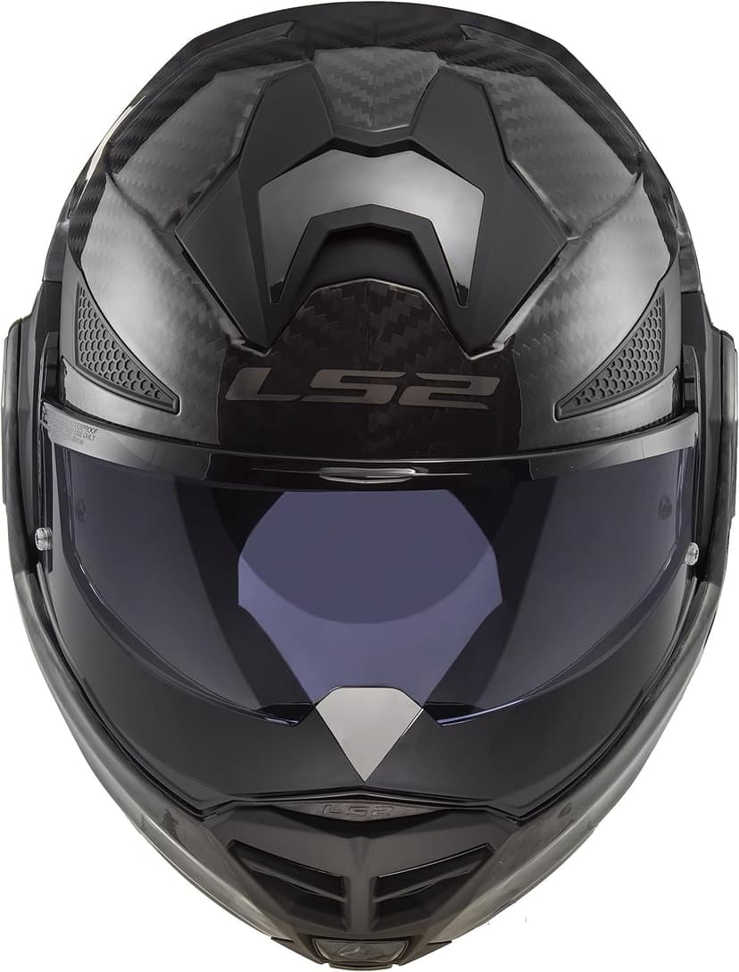 LS2 FF901 Advant X Carbon Black Modular 180° Flip Front Dual Visor Full Face Motorbike Helmet Sport. ECE 22.06 Certified. Complete With Pinlock and Luxury Camo Backpack Style Carry Bag - L (59-60cm) - 3