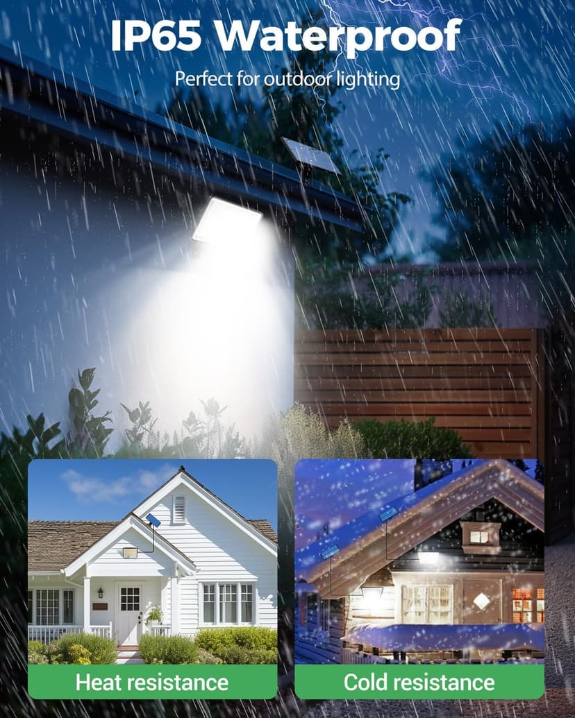 LOTMOS Set of 2 Solar Motion Detector Lights, 342 LED Solar Floodlight, IP65 Waterproof, 3 Modes, Cool White, 23 x 16.5 x 7.5 cm, Outdoor, Garden, Garage, Balcony, Yard, Wall, Patio - 5