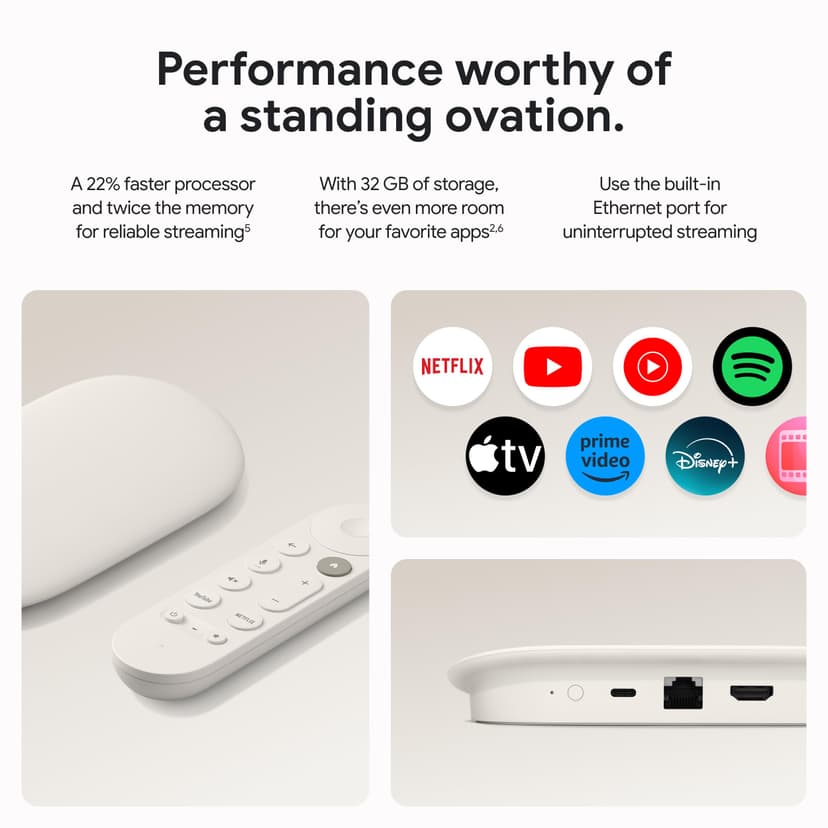 Google 4K TV Streamer - Fast Entertainment Stream to Your TV with Voice Search Remote - Watch Movies, Shows, Live Shows and Netflix in 4K HDR - 4