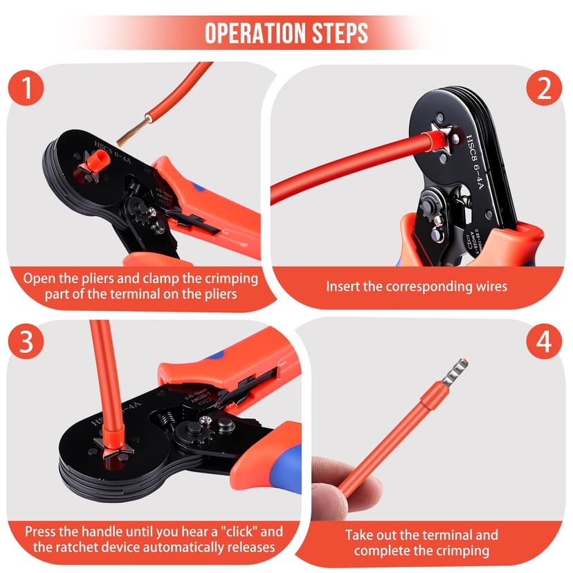 Crimping Pliers Set with 1200 Ferrules - Self-Adjusting Ferrules for All Cross Sections from 0.25 to 10 mm² | Your Complete Wire End Ferrules Set & Crimping Pliers Set - 6