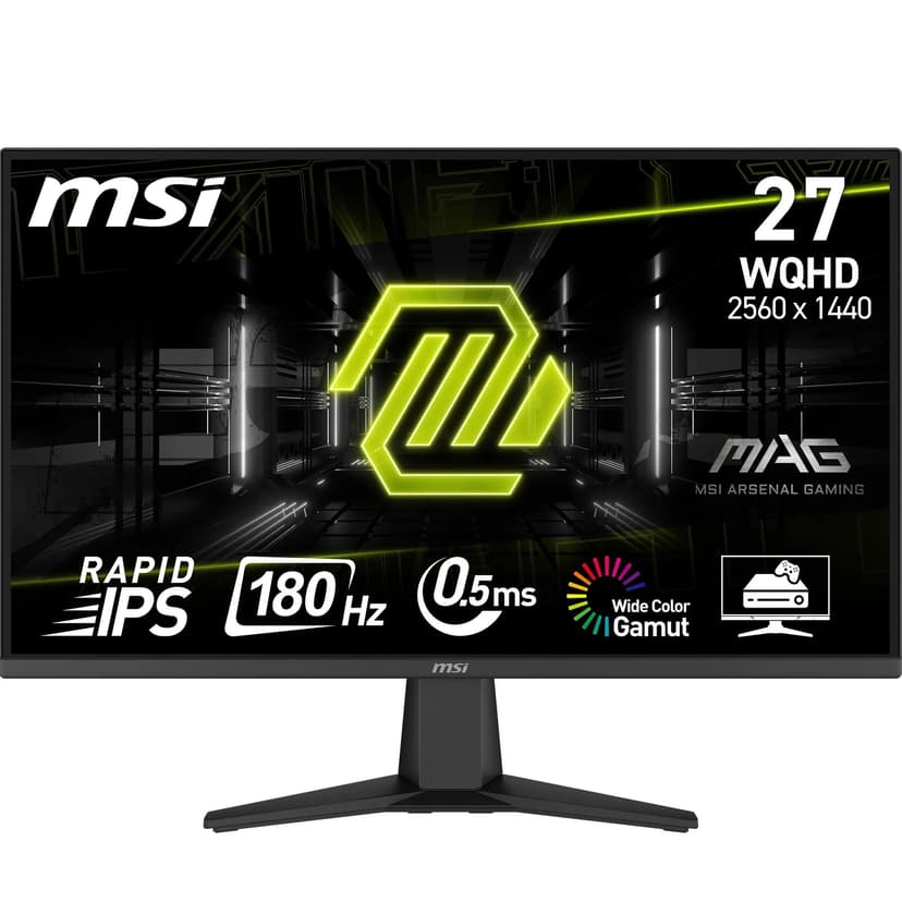 MSI MAG 275QF 27-Inch WQHD 2560x1440 Gaming Monitor - Rapid IPS, 180Hz, 0.5ms, HDR ready, AMD FreeSync, Eye care, AI vision, HDMI 2.0b, DP 1.2a, Frame-less, Tilt Adjustable, Vesa Mount, Black - 1