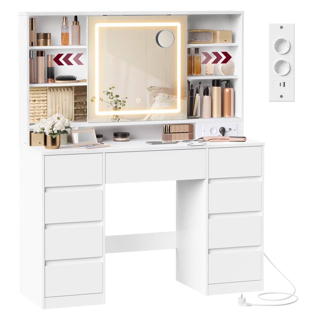 VASAGLE Kailyn Collection - Coiffeuse avec Miroir LED, Mu…