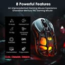 GravaStar Mercury M2 Wireless Gaming Mouse with 26,000 DPI, PAW3395DM Sensor -79g Lightweight Hollowed-Out Design -5 Programmable Buttons -5 Dynamic Lightsync RGB - Stealth Black (Stealth Black) - 2
