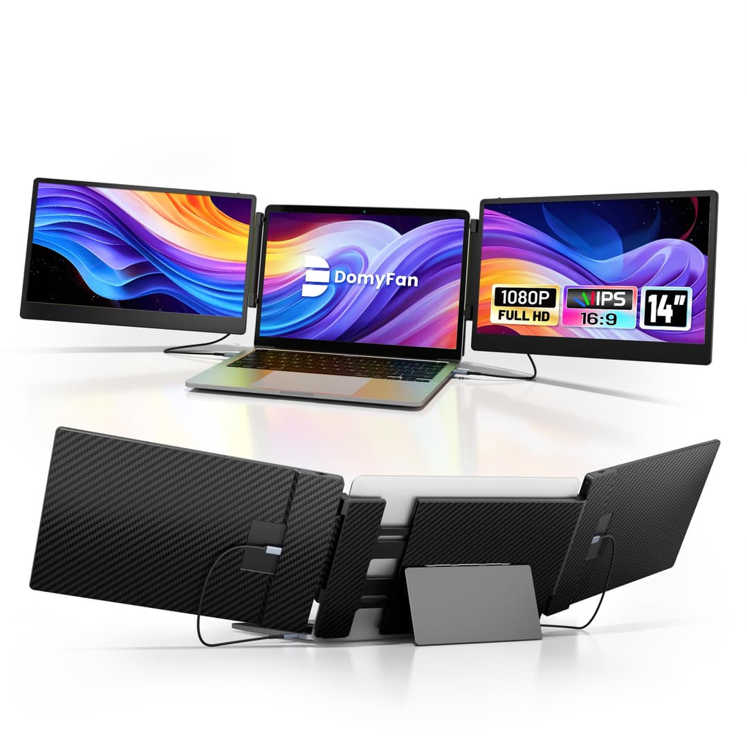 domyfan 14" Laptop Screen, S3 FHD 1080P IPS Triple Portab…