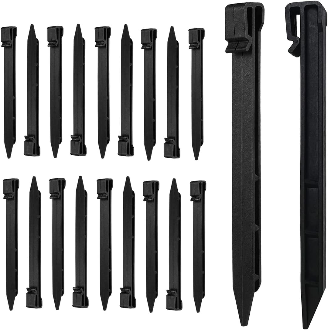 Meision Pack of 20 Plastic Nails Ground Anchors 25 cm, Lawn Edging Plastic Robust, Plastic Pegs, Suitable for Soft Soils in Lawns and Gardens, Anthracite
