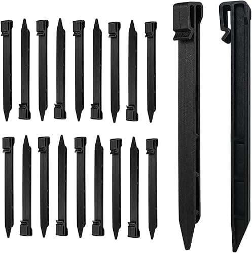 Meision Pack of 20 Plastic Nails Ground Anchors 25 cm, Lawn Edging Plastic Robust, Plastic Pegs, Suitable for Soft Soils in Lawns and Gardens, Anthracite