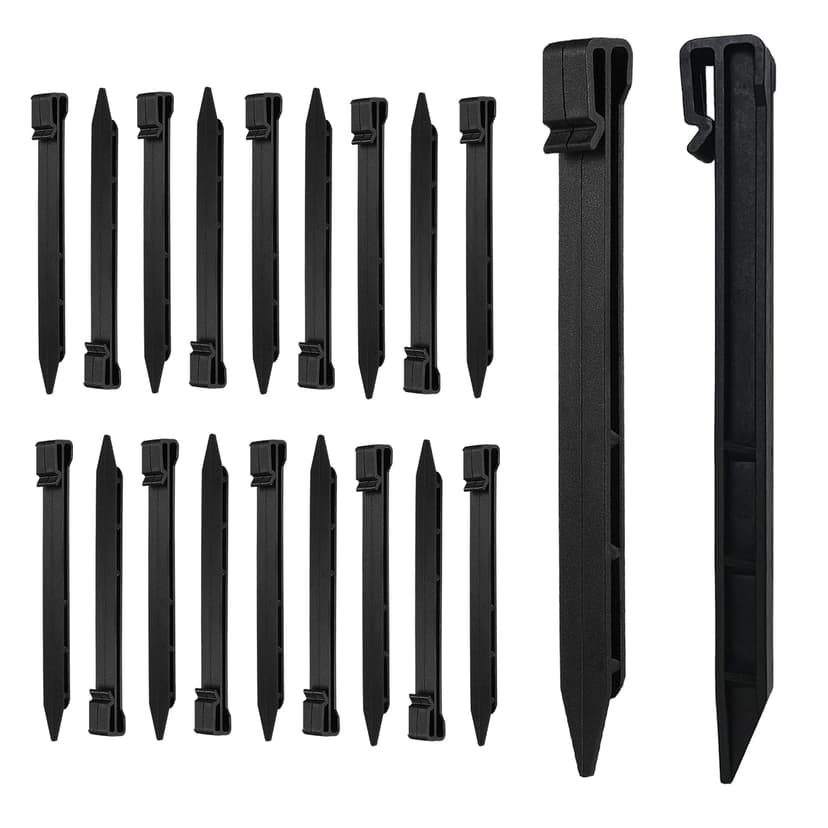 Meision Pack of 20 Plastic Nails Ground Anchors 25 cm, Lawn Edging Plastic Robust, Plastic Pegs, Suitable for Soft Soils in Lawns and Gardens, Anthracite - 1