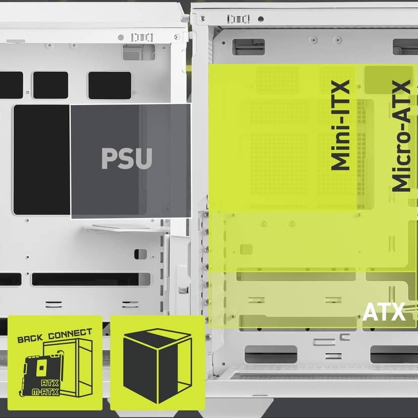 msi MAG PANO 100L PZ White - Premium Mid-Tower Gaming PC Case - Tempered Glass Side Panel - Liquid Cooling Support up to 360mm Radiator - White Color Case - 3