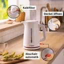 Bosch MyMoment TWK3M121 wireless kettle, automatic shut-off, overheating protection, cup display, water level indicator on both sides, removable anti-limescale filter, 1.7 l, - 3