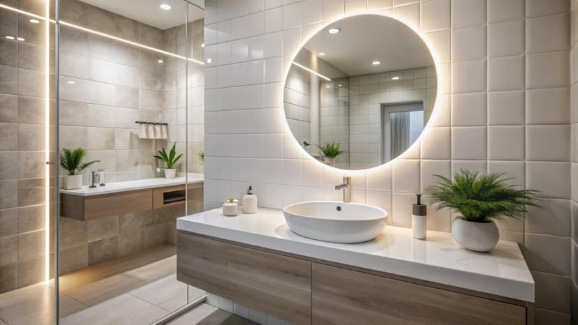 BD ART - Wall Mirror - Bathroom Mirror - Round Diameter 80 cm - with LED Lighting - Light Colour Cool White 4200 K, IP44 - Large Mirror - Full Length Mirror - Bathroom Wall Mirror - 4