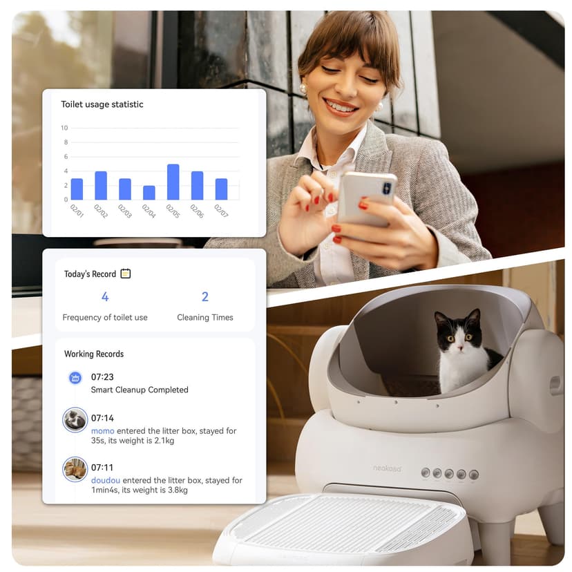 Neakasa M1 Plus Lite Self-Cleaning Cat Litter Tray, Open Top Automatic Litter Box with Large Capacity & App Control, Odour-Free Design for Busy Owners & Multi-Cat Homes, Ideal for Travel - 8