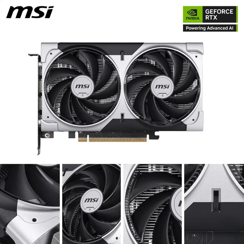 MSI GeForce RTX 5050 8G VENTUS 2X OC Graphics Card - RTX 5050 GPU, 8GB GDDR6 (20Gbps/128-bit), PCIe 5.0 - DUAL-Fan Thermal Design (2 x TORX FAN 5.0) - HDMI 2.1b, DisplayPort 2.1b - 2