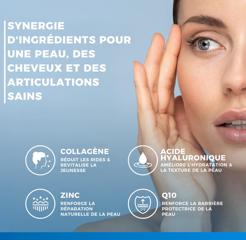 Collagen and Hyaluronic Acid 180 Tablets, 2000mg Hydrolyzed Collagen Quality COLLinstant with Biotin, CoQ10, Zinc, Selenium, Vitamin C & D, Collagen Supplements for Women and Men, Skin, Bones, Joints - 3