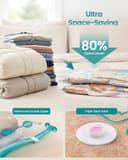 SONGMICS Vacuum Storage Bags, Vacuum Seal Suction Bags for Clothes Bedding Travel, Space Saver Reusable, with Hand Pump, 8 Pack, 2M/3L/3J, Transparent LVB105W101 - 4
