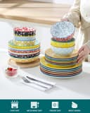 vancasso SELENE Assiettes Service de Table pour 6 Personnes, 24 Pièces, Vaisselle en Porcelaine Pastel - 6 Assiette Plate, à Dessert, Creuses et Bols - Adapté au Micro-Ondes - Style Floral Coloré - 4