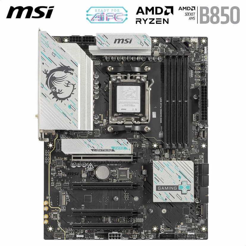 MSI B850 Gaming Plus WiFi Carte mère ATX - pour processeurs AMD Ryzen 9000/8000 / 7000, AM5 - DDR5 Memory Boost (8200+ MT/s OC), PCIe 5.0 x16 & 4.0 x16, M.2 Gen5, Wi-FI 7, 5G LAN - 2