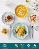 vancasso SELENE Assiettes Service de Table pour 6 Personnes, 24 Pièces, Vaisselle en Porcelaine Pastel - 6 Assiette Plate, à Dessert, Creuses et Bols - Adapté au Micro-Ondes - Style Floral Coloré - 5