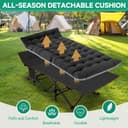 Folding Sunlounger Bed with Mattress, Adjustable Backrest, Side Pocket - Portable Guest Bed for Office Naps and Patio Use - 4