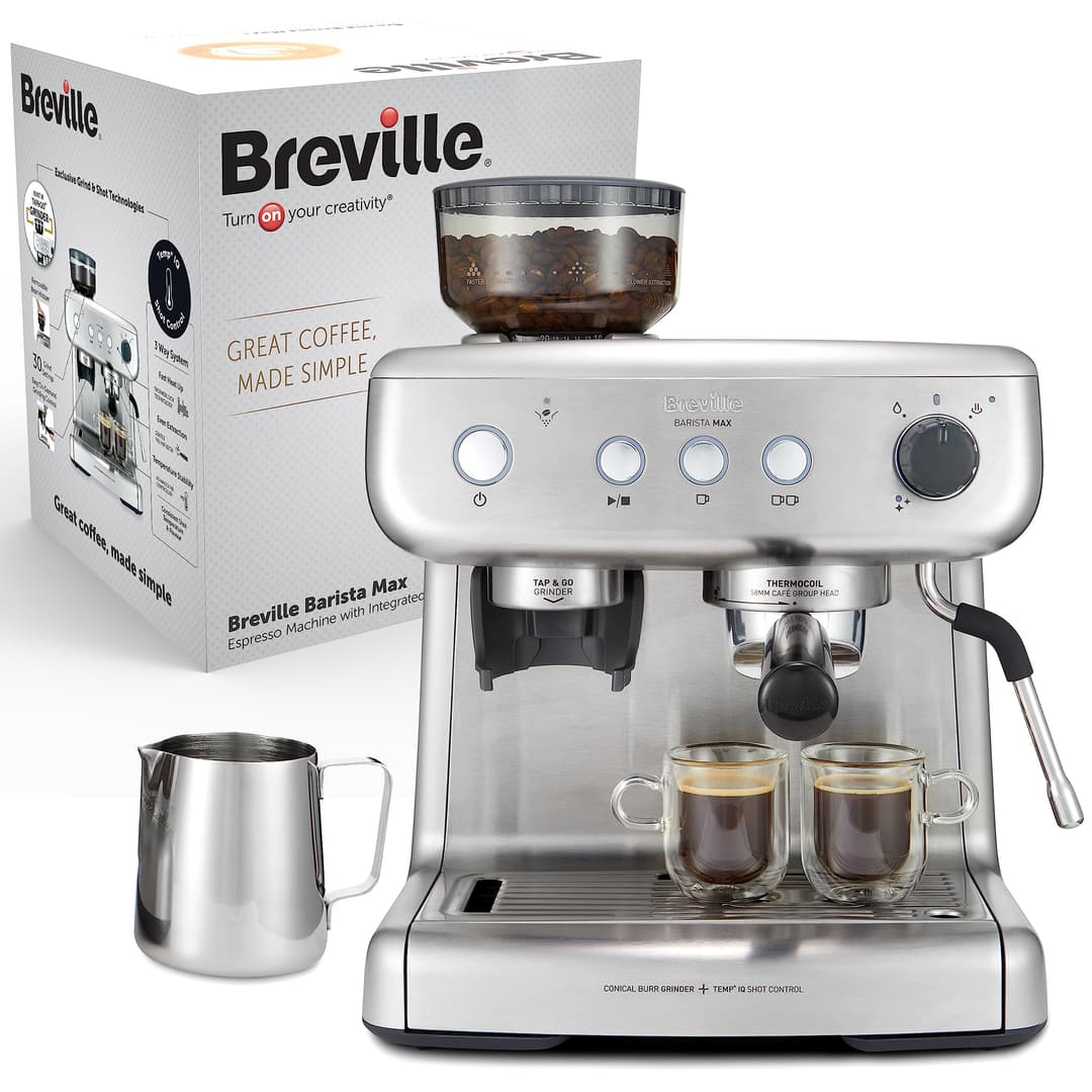 Breville Barista Mini Semi-Automatic Espresso Maker with Milk Frothing Steam Nozzle & 15 Bar Italian Pump [VCF125X]