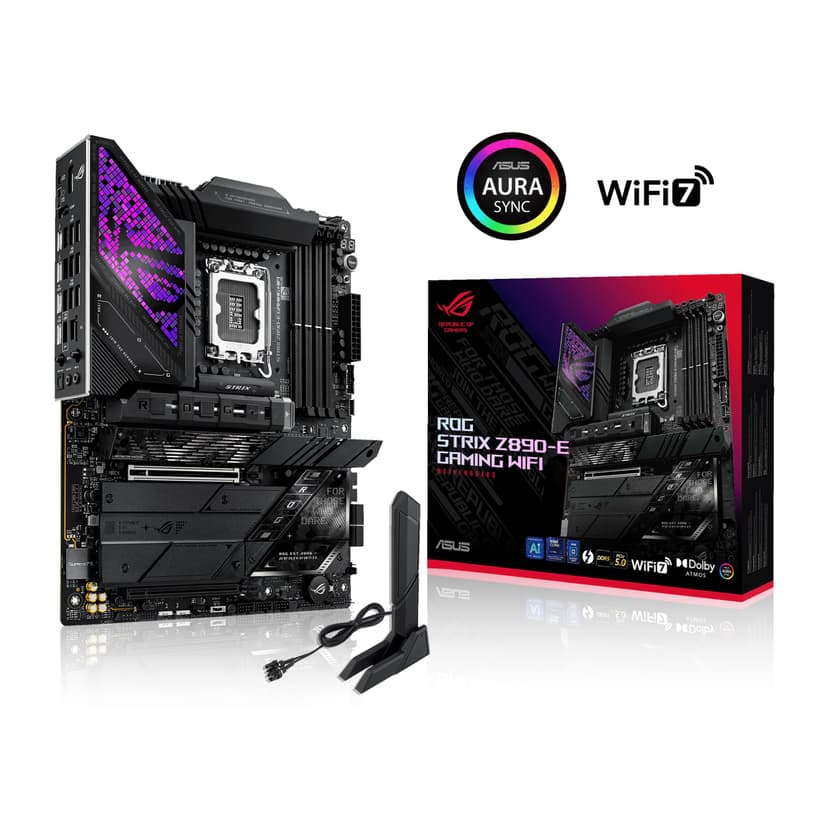 ASUS ROG Strix Z890-E Gaming WiFi – Carte mère Gaming Intel ATX (DDR5, 18+1+2+2 DrMOS, PCIe 5.0, 7 x M.2, WiFi 7, AI Overclocking, AI Networking II, Aura Sync RGB) - 2