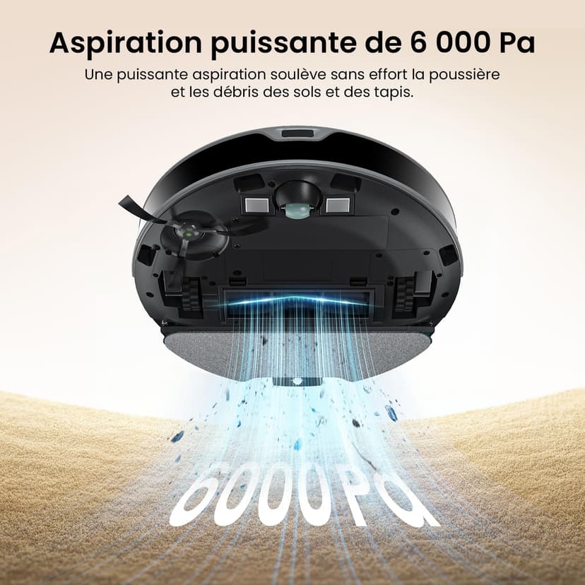 Lefant M350 Robot Aspirateur Laveur avec Station, 3 en 1, 6000Pa, Vidange Automatique, Zones Virtuelles, Navigation Laser avec Cartographie, Idéal pour Les Sols,Tapis Poils d'animaux, WiFi/Alexa/App - 5
