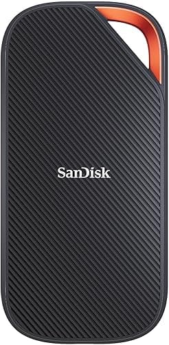 SANDISK Extreme PRO disque SSD Externe avec USB4, 2 To (jusqu’à 3800 Mo/s en lecture et jusqu’à 3700 Mo/s en écriture, USB-C, USB 3.2, 40 Gbit/s. Résistance à la poussière et à l'eau classée IP65)Noir