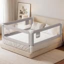 Baby Bed Barrier 140CM, Bed Rail for Children - Anti-fall, Adjustable Height, Easy Installation, Grey, 1pc - 1