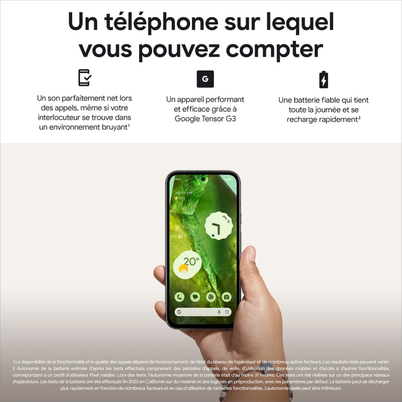 Google Pixel 8a – Smartphone Android débloqué avec Module Photo Pixel avancé, Une journée complète d'autonomie et Une sécurité Robuste – Noir Volcanique, 128GB - 7