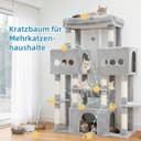 Hey-brother EMPJ083W 146 cm Stable Cat Tree with Toys, Cave, 3 Platforms, 2 Cat Baskets, Light Grey - 6