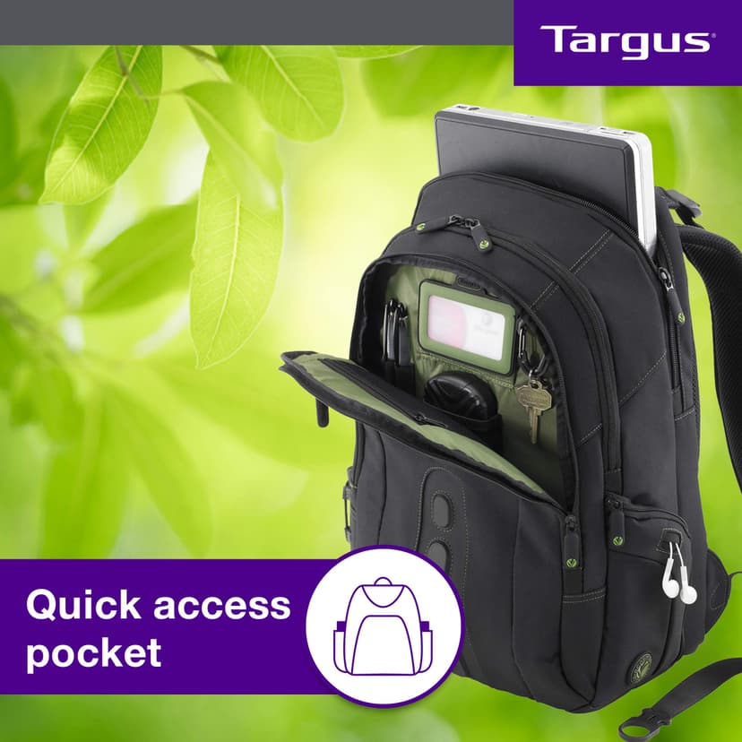 Targus 15.6" Spruce EcoSmart Checkpoint Friendly Backpack, Made From Recycled Bottles, Durable, TSA Friendly, 27L (TBB013US) - 4
