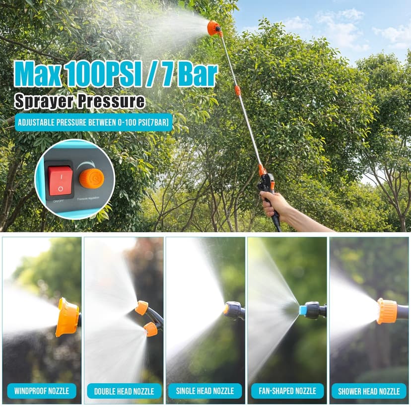 SideKing Pulvérisateur à Dos 16L, Pulvérisateur Électrique Compatible avec Makita 18V, Pression Réglable 7 Bar, Lance Télescopique, Soutien Lombaire, Pulvérisateur de Jardin pour Toiture & Terrasse - 4