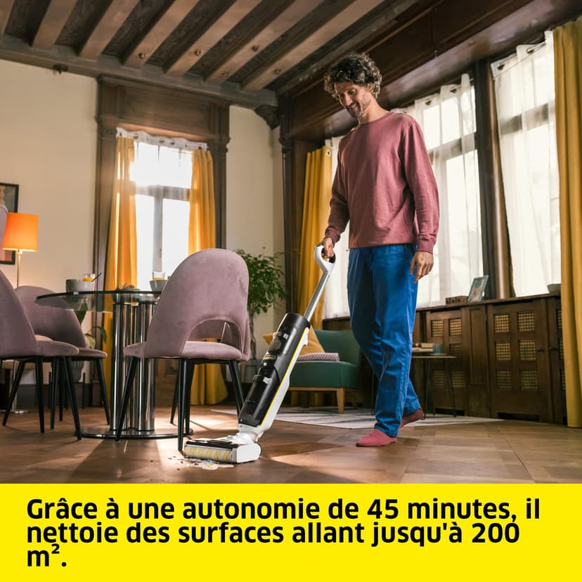 KÄRCHER aspirateur Laveur FCV 4 Dry Extra, 3-en-1 : Aspire, Lave et sèche, autonomie : 45 Min, rendement : 200 m², capteur Dynamic Control, Station de séchage, 2 réservoirs, écran Vision!Clean - 3