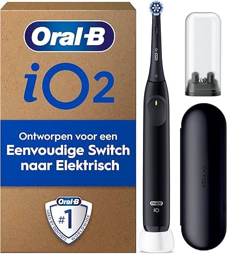 Oral-B iO Series 2 Electric Toothbrush, 1 Replacement Brush, 3 Cleaning Modes for Dental Care, Magnetic Technology, Travel Case, Travel Toothbrush Case, Designed by Braun, Night Black