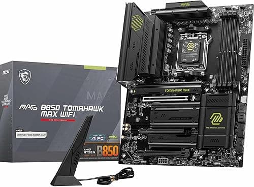 MSI MAG B850 TOMAHAWK MAX WIFI Motherboard, ATX - Supports AMD Ryzen 9000/8000 / 7000 Processors, AM5-80A SPS VRM, DDR5 Memory Boost 8400+ MT/s (OC), PCIe 5.0 x16, M.2 Gen5, Wi-Fi 7, 5G LAN