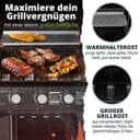 Juskys Barbecue à gaz Louisiana avec 3 brûleurs 8,1 kW, avec grille, couvercle – Grill avec thermomètre, chauffe-plat et tablettes latérales - 3