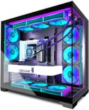 ANSAITE ATX PC Case 9 x 120 mm ARGB PWM Fan Pre-Installed Mid-Tower Gaming PC Case, Panoramic Tempered Glass Black Computer Case with Type C, 360 mm Radiator Support, H-D9 - 1