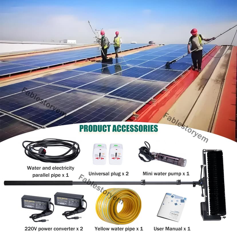 Telescopic Rod PV Panel Wash Cleaning Machine, Solar Panel Cleaning Equipment Solar Cleaner Robot, Solar Panel Cleaner, Electric Water Fed Pole Kit, 360° Rolling Cleaning Water Brush,7.5M/25Ft - 7