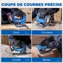 Dong Cheng Scie Sauteuse Sans Fil 18V Sans Balais, Scie Sabre Pendulaire course de 26 mm, 6 Vitesses, Coupe Biseau 0-45°, Double LED & Souffleur - Avec Batterie 4Ah, 6 Lames, Chargeur et Caisse Pro - 4