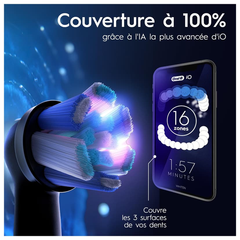 Oral-B Brosses A Dents Electriques iO 9 Noire Et Rose, 7 Modes De Brossage Dont Blancheur Et Soin Des Gencives, 16 Zones De Nettoyage, Ecran Interactif, 4 Brossettes De Rechange Oral B, Etui, Carton - 8