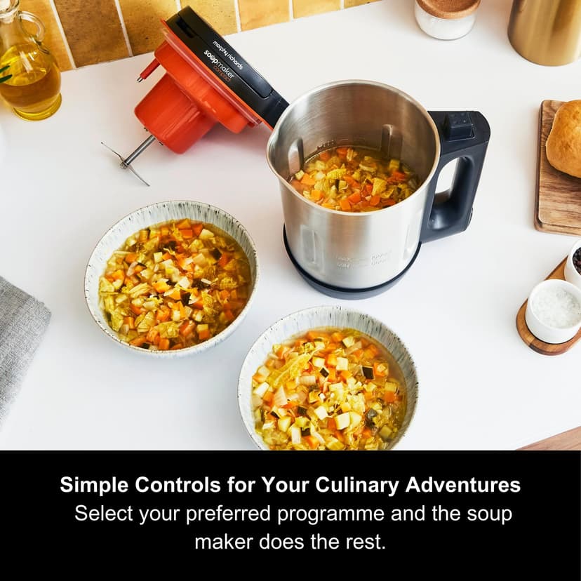Morphy Richards Compact Soup Maker, 1L, Blend, Smooth and Chunky Soup, Smoothies, Quick and Easy Cooking, 900W, Black & Stainless Steel, 501021 - 5