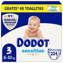 Dodot Sensitive Baby Diapers Size 3 (6-10 kg), 224 Diapers + 1 Pack of 48 Free Wipes, Optimal Dodot Skin Protection, Monthly Pack, 224 Count (Pack of 1) - 1