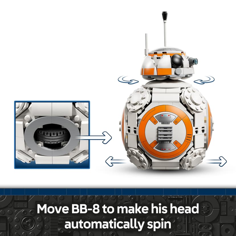 LEGO Star Wars 75452 BB-8 Astromech Droid Figure Model Kit - Building Toy w/a Spinning Head & Wheel - Bedroom Decor Idea - Gift for 10+ Year Old Boys, Girls & Fans - 3
