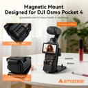 AMAZEAR Support magnétique pour DJI Osmo Pocket 4/3, Accessoire Pocket4/3, Adaptateur d'extension magnétique, Support de boîtier à succion Aimant sur Bureau, Surface Verticale, Ajustable à 180° - 2