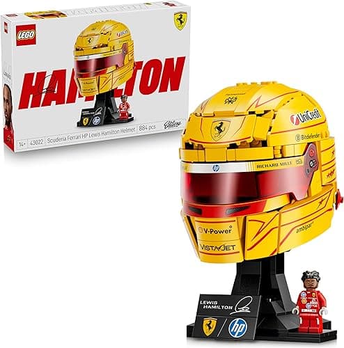 LEGO Editions Scuderia Ferrari HP Lewis Hamilton Helmet - F1 Merchandise - Display Model Kit w/Collectible Minifigure - Gift for 14+ Year Old Boys & Adult Motorsport Fans - 43022