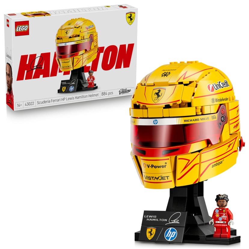 LEGO Editions Scuderia Ferrari HP Lewis Hamilton Helmet - F1 Merchandise - Display Model Kit w/Collectible Minifigure - Gift for 14+ Year Old Boys & Adult Motorsport Fans - 43022 - 1