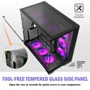 ANSAITE ATX PC Case 9 x 120 mm ARGB PWM Fan Pre-Installed Mid-Tower Gaming PC Case, Panoramic Tempered Glass Black Computer Case with Type C, 360 mm Radiator Support, H-D9 - 3