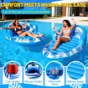 Luxfero Matelas Gonflable Piscine Adultes, 160 x 100 cm Bouée Gonflable Piscine avec Dossier, Matelas Piscine Gonflable avec Porte-Boisson et Porte-Téléphone, Piscine de Bronzage pour Plage et Jardin - 3