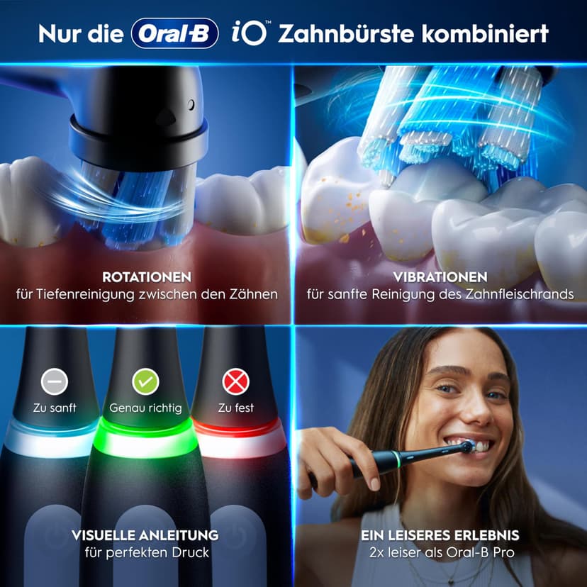 Oral-B iO Series 3 Electric Toothbrush, Includes 3 Brush Heads Travel Case, 3 Cleaning Modes for Dental Care, Electric Toothbrush, Designed by Brown, Black - 6