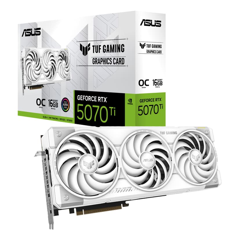 ASUS TUF Gaming GeForce RTX 5070 Ti 16GB GDDR7 White OC Edition Gaming Graphics Card (PCIe 5.0, HDMI/DP 2.1, 3.125 slot, military grade components, protective PCB coating, axial tech fans) - 1