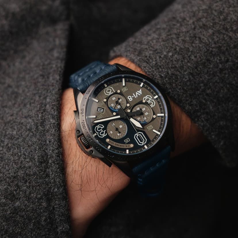 AVI-8 Men's 43mm P-51 Mustang Blakeslee Chronograph D-Day 80 Limited Edition Watch with Leather Strap AV-4077 - 5